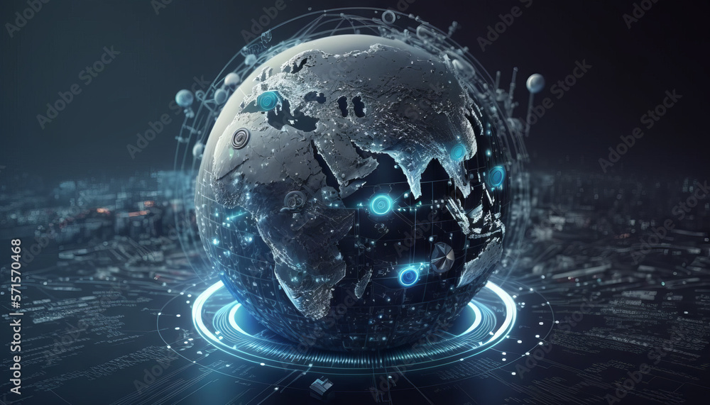 Poster global network connection concept. generative ai