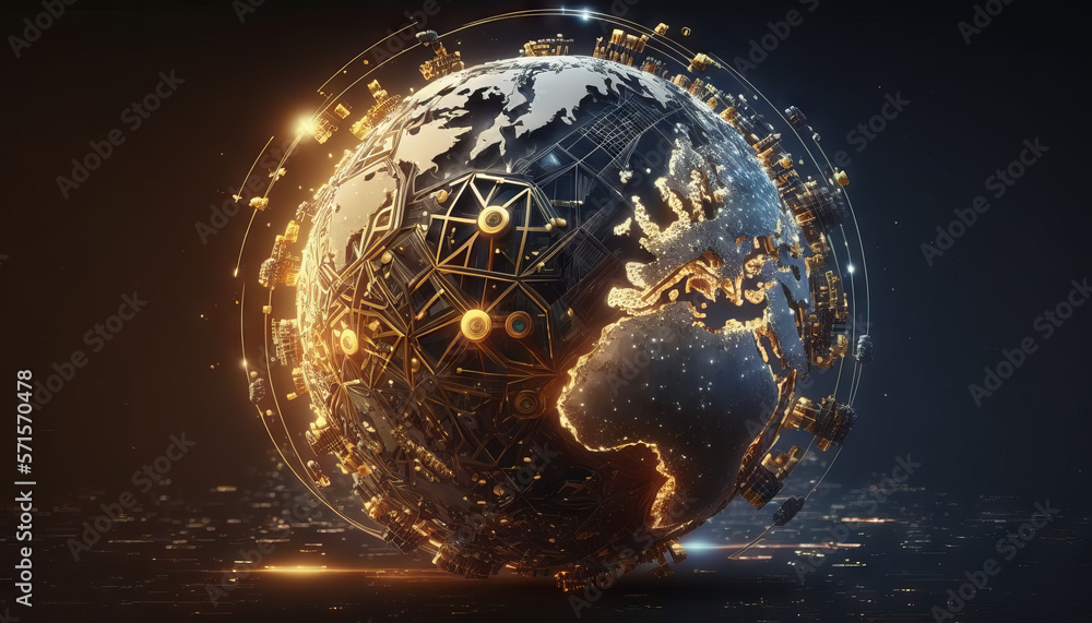 Poster globe and technology background. generative ai