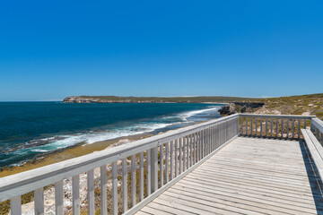 Chinamans Hat lookout at Innes National Park on a bright day, Yorke Peninsula, South Australia