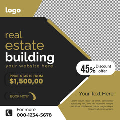Real estate social media post bundle design, Modern Real Estate social media post Template, Real estate social media post web banner template design