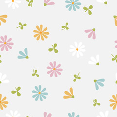 Fototapeta na wymiar Seamless hand drawn pastel floral pattern background vector illustration for fashion fabric wallpaper wrapping and print design 