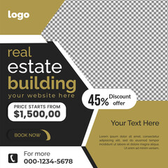 Real estate social media post bundle design, Modern Real Estate social media post Template, Real estate social media post web banner template design
