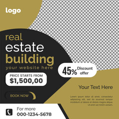 Real estate social media post bundle design, Modern Real Estate social media post Template, Real estate social media post web banner template design