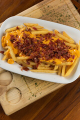 delicious fries with cheddar cheese and bacon