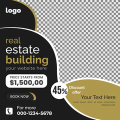 Real estate social media post bundle design, Modern Real Estate social media post Template, Real estate social media post web banner template design