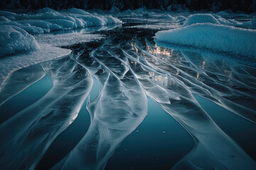 Frozen lake. Generative AI.
