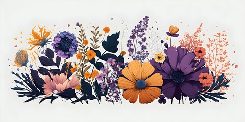 Blooming Flowers Colorful and Simple, clear background, white and colored flowering,
AI Generated Artwork