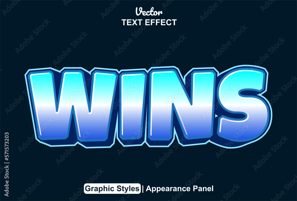 Aufkleber text effect wins with graphic style and is editable.