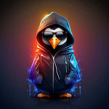 Linux Penguin in hoodie