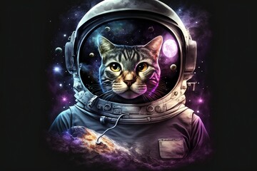 Astronaut cat in space, Generative AI