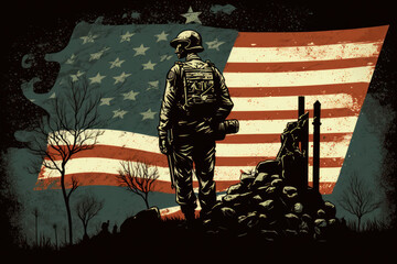 Memorial Day Poster or Banners Illustration, Happy Memorial Day concept.