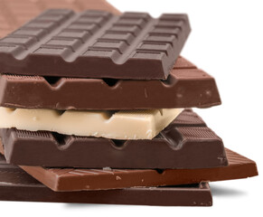Stack of White , Dark , Milk Chocolate Bars