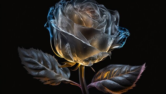 Rose made of crystal ice digital art illustration generative ai