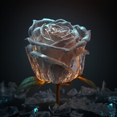 Rose made of glass digital art illustration generative ai