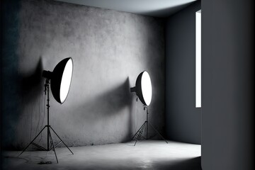Dark and gray abstract cement wall and studio room white spotlight used as a studio background wall to display your products