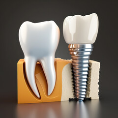 tooth dental implant with screw. generative ai