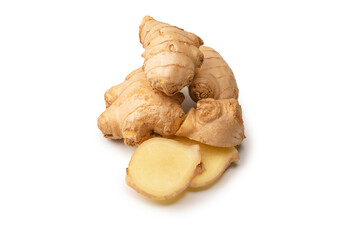Ginger root isolated on white background.