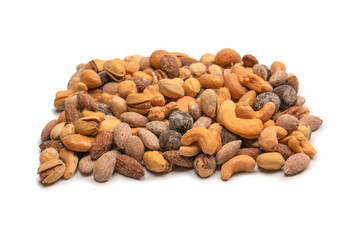  A group of almonds, pistachios, walnuts, macadamia, cashews.