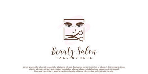 Beauty salon logo with creative concept and unique element design icon premium vector