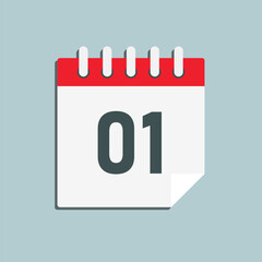 Icon page calendar day - number 1
