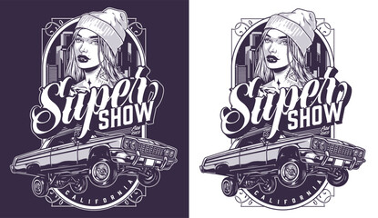 California auto show monochrome flyer