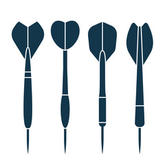 Set of darts, simple icons of silhouettes of dart arrows, vector