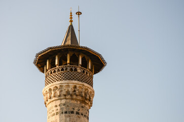 Architectural Minaret Detail From Sarimiye Mosque, Antakya, Hatay, Turkey (2013) - obrazy, fototapety, plakaty