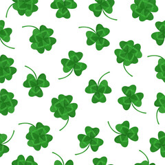 Seamless Pattern with Three Leaf and Four Leaf Clover. St. Patrick's day symbol