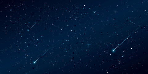 Fototapeta na wymiar Starry and comet in universe background. Beautiful blue night sky with meteor illustration.