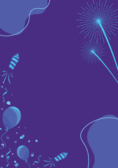 Flat vector gradient blue purple background with event, party and festival element