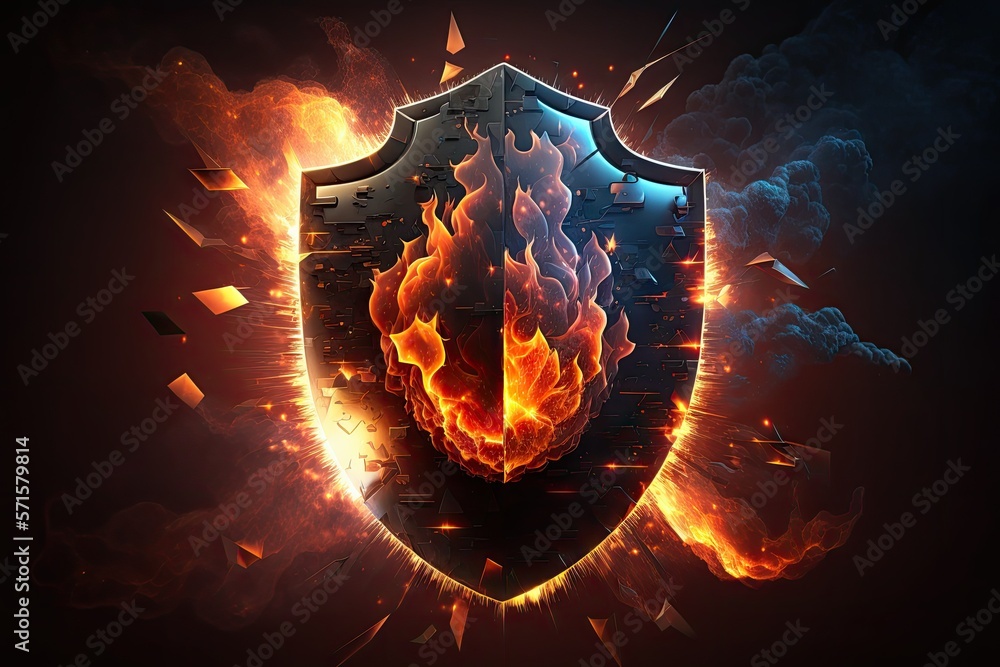Poster firewall interface protection concept for cyber security. banking and personal data security. defend