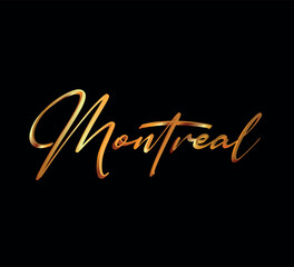 decorative 3d gold montreal text on black background