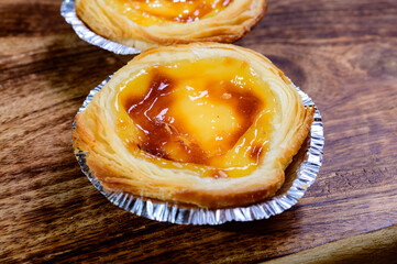 Portugal's traditional sweet dessert Pastel de nata egg custard tart pastry