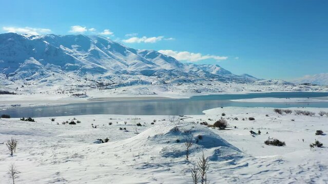 Beautiful lake and snowy mountain