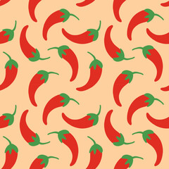 Chili vegetable seamless pattern background