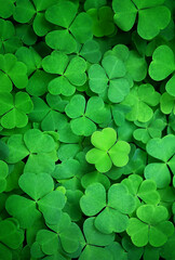 Green clover leaves close up, abstract natural background. three-leaves, shamrocks - symbol of...