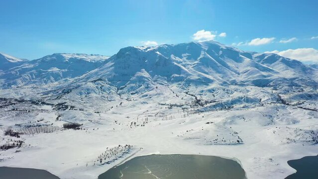 Beautiful lake and snowy mountain