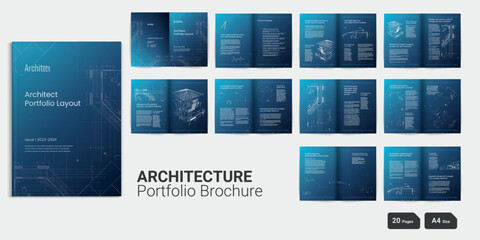 Fototapeta na wymiar Architecture Portfolio Brochure Template Architect Portfolio Layout