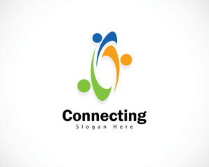 Obraz premium People logo icon design concept abstract connect geometric color connecting network team