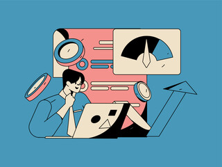 Internet finance and wealth management investment flat vector concept operation hand drawn illustration
