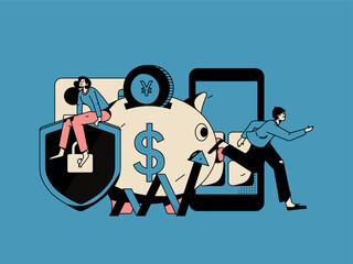 Internet finance and wealth management investment flat vector concept operation hand drawn illustration
