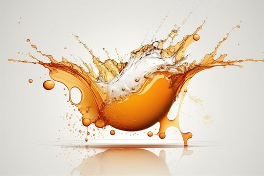 orange water splash on white background. Generative AI