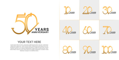 Fototapeta premium set of anniversary logotype golden and black color for special celebration event