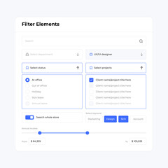 Basic filter UI design form elements