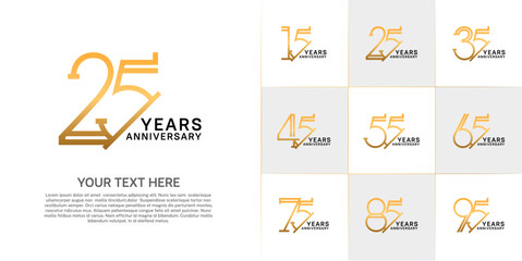 set of anniversary logotype golden and black color for special celebration event