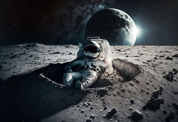 astronaut resting on the moon, Generative AI