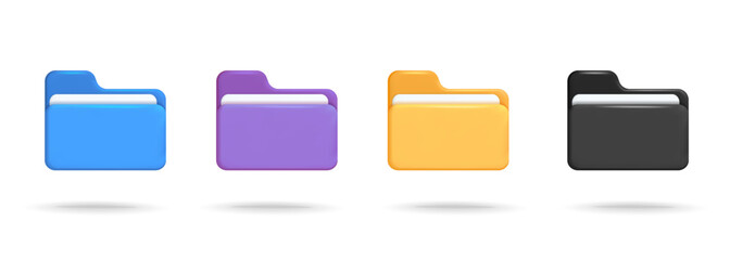 3d vector set of computer file folder in different color icon design