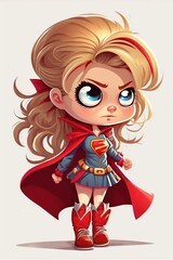 Cute cartoon illustration of a girl superhero generative ai