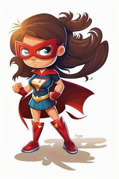 Cute cartoon illustration of a girl superhero generative ai