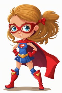 Cute cartoon illustration of a girl superhero generative ai